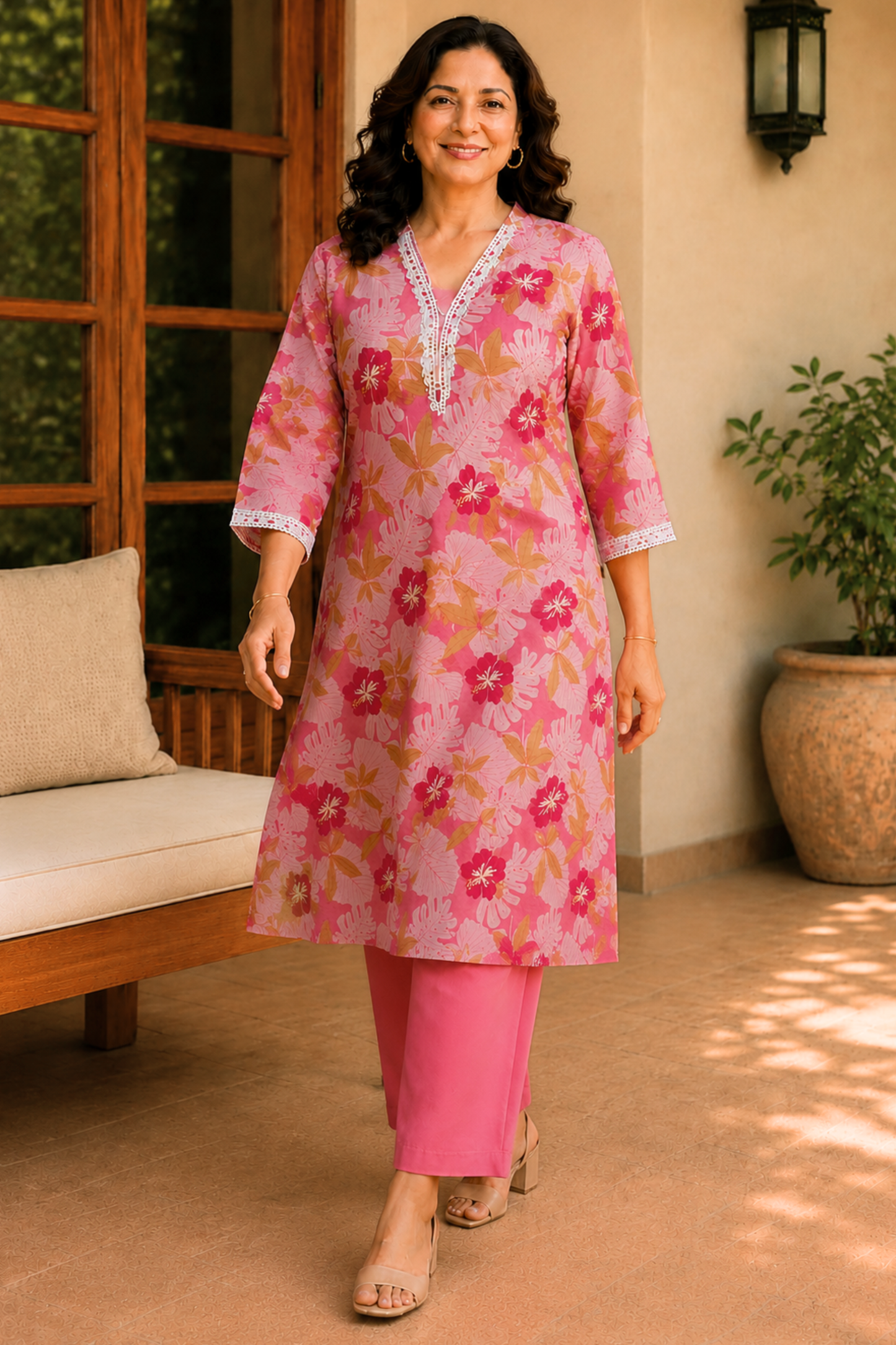 Blush Garden Cotton Kurta With Pants