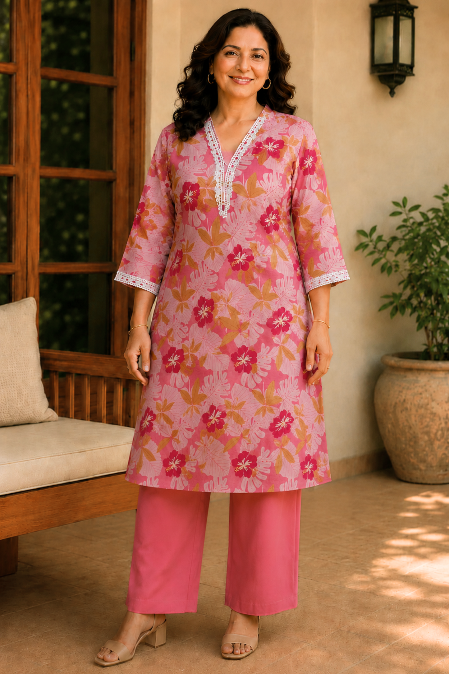 Blush Garden Cotton Kurta With Pants