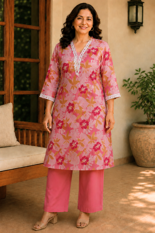 Blush Garden Cotton Kurta