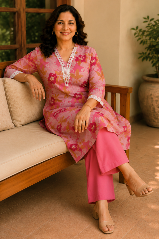 Blush Garden Cotton Kurta