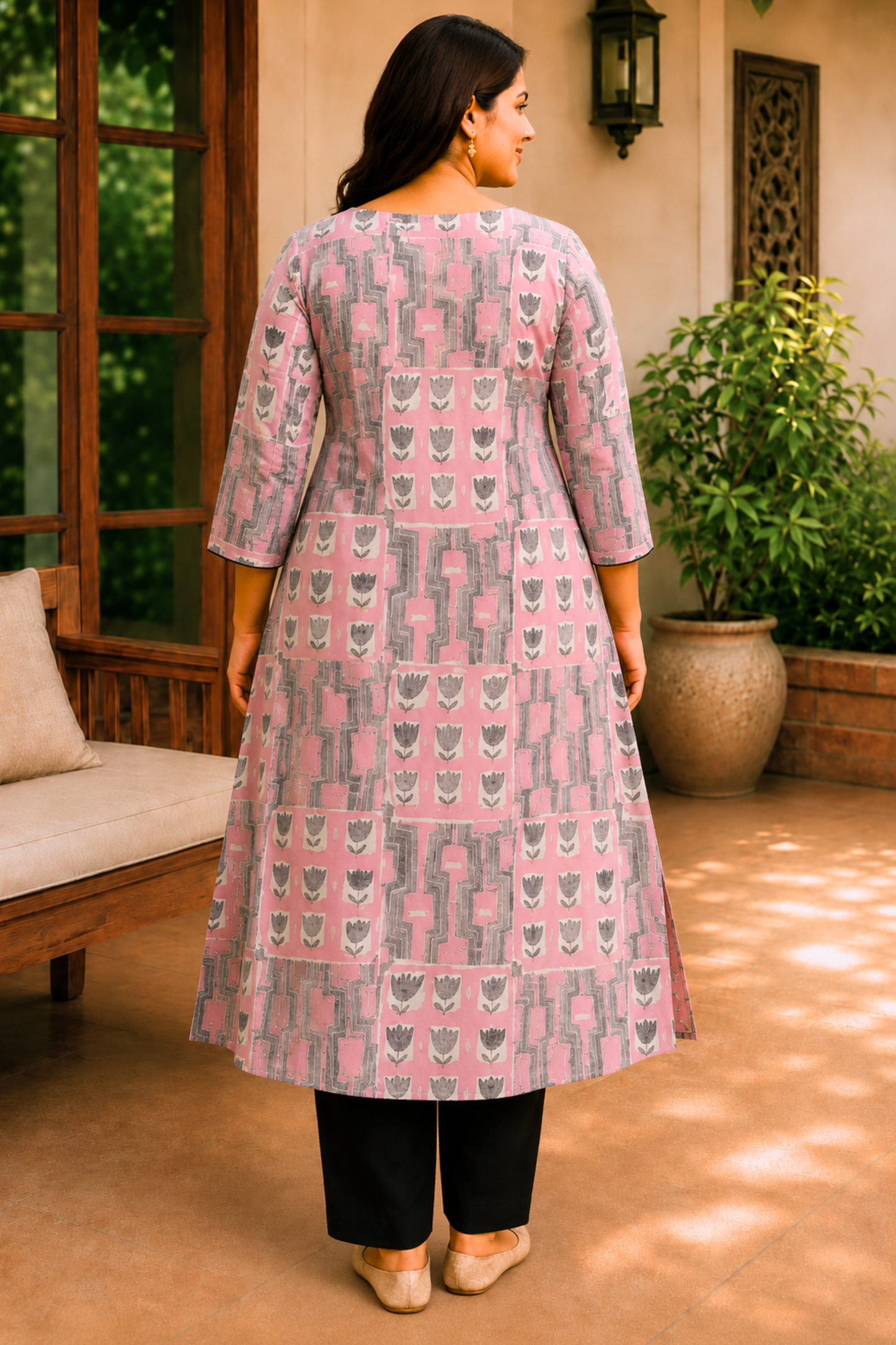 Blush Meadow Printed A-Line Kurta