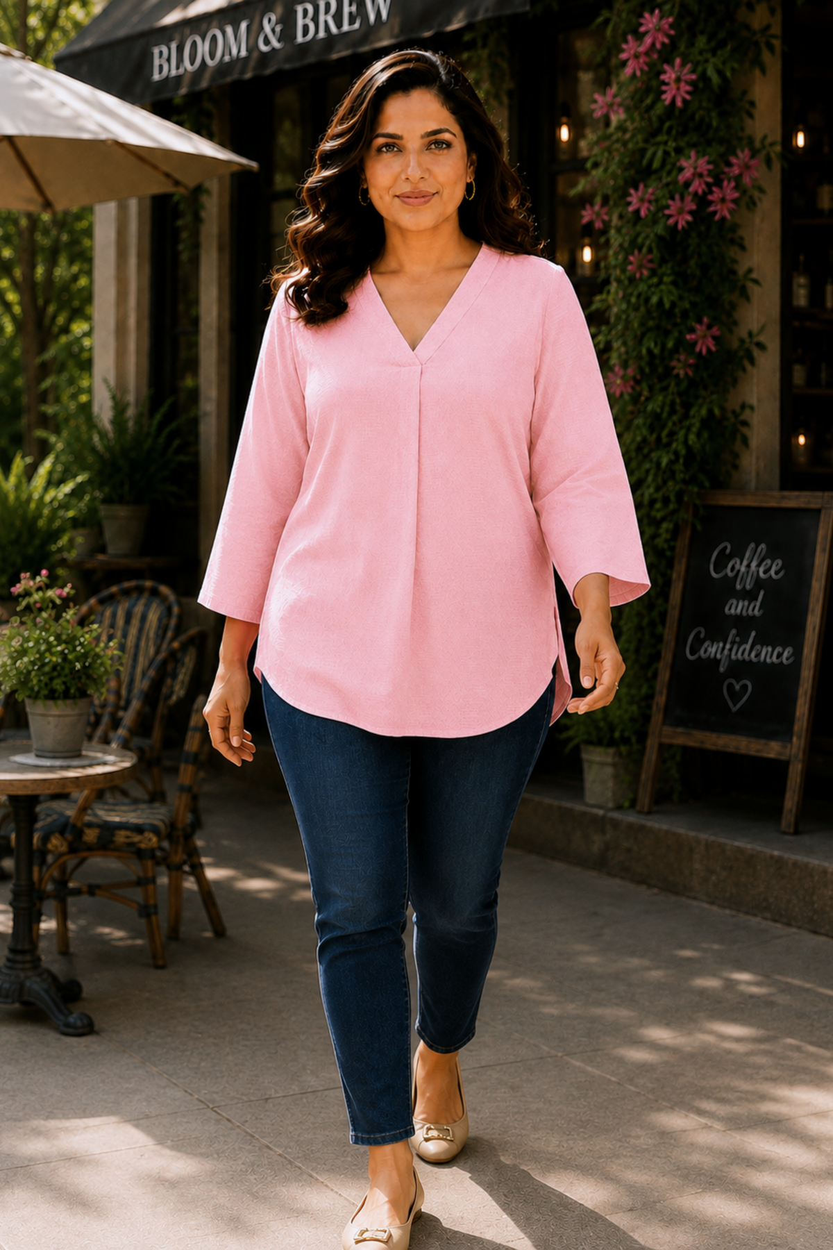 Cloud Pink Textured Pleated Top