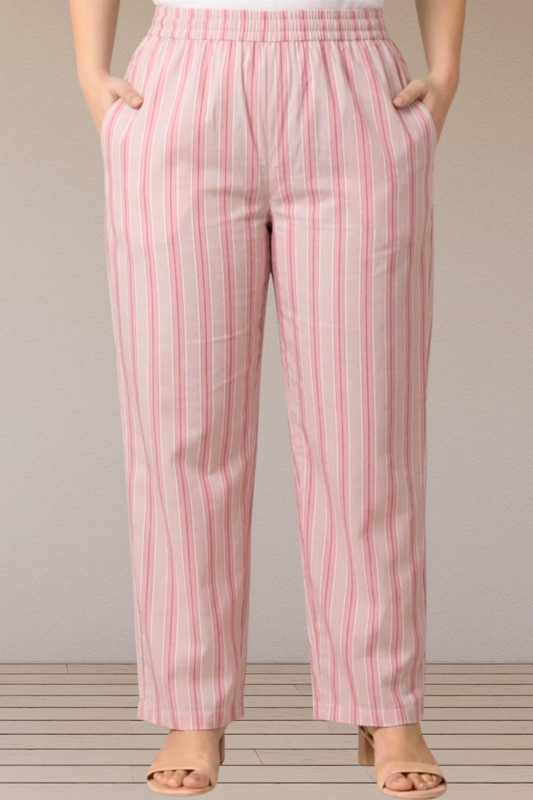 Blush Stripe Printed Cotton Pants
