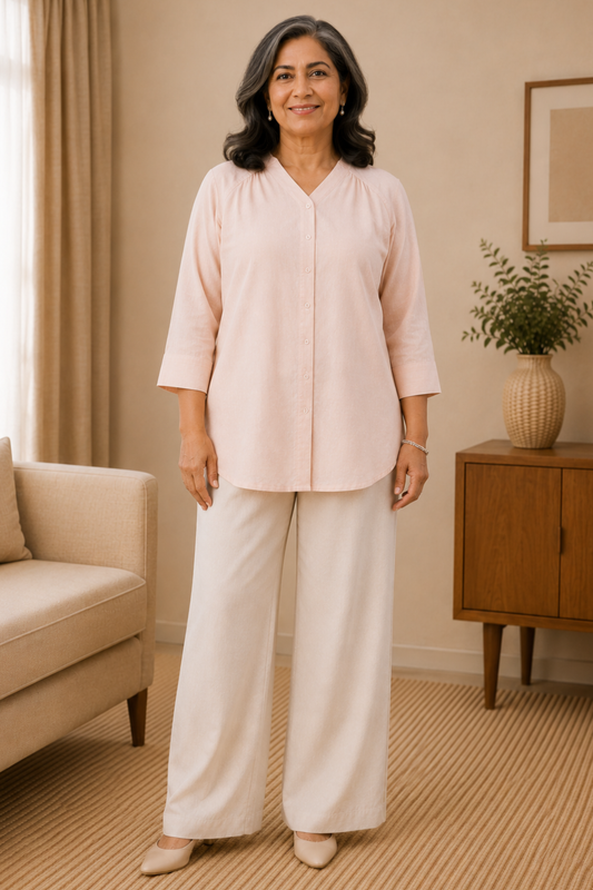 Blush Whisper Cotton Linen Kurta
