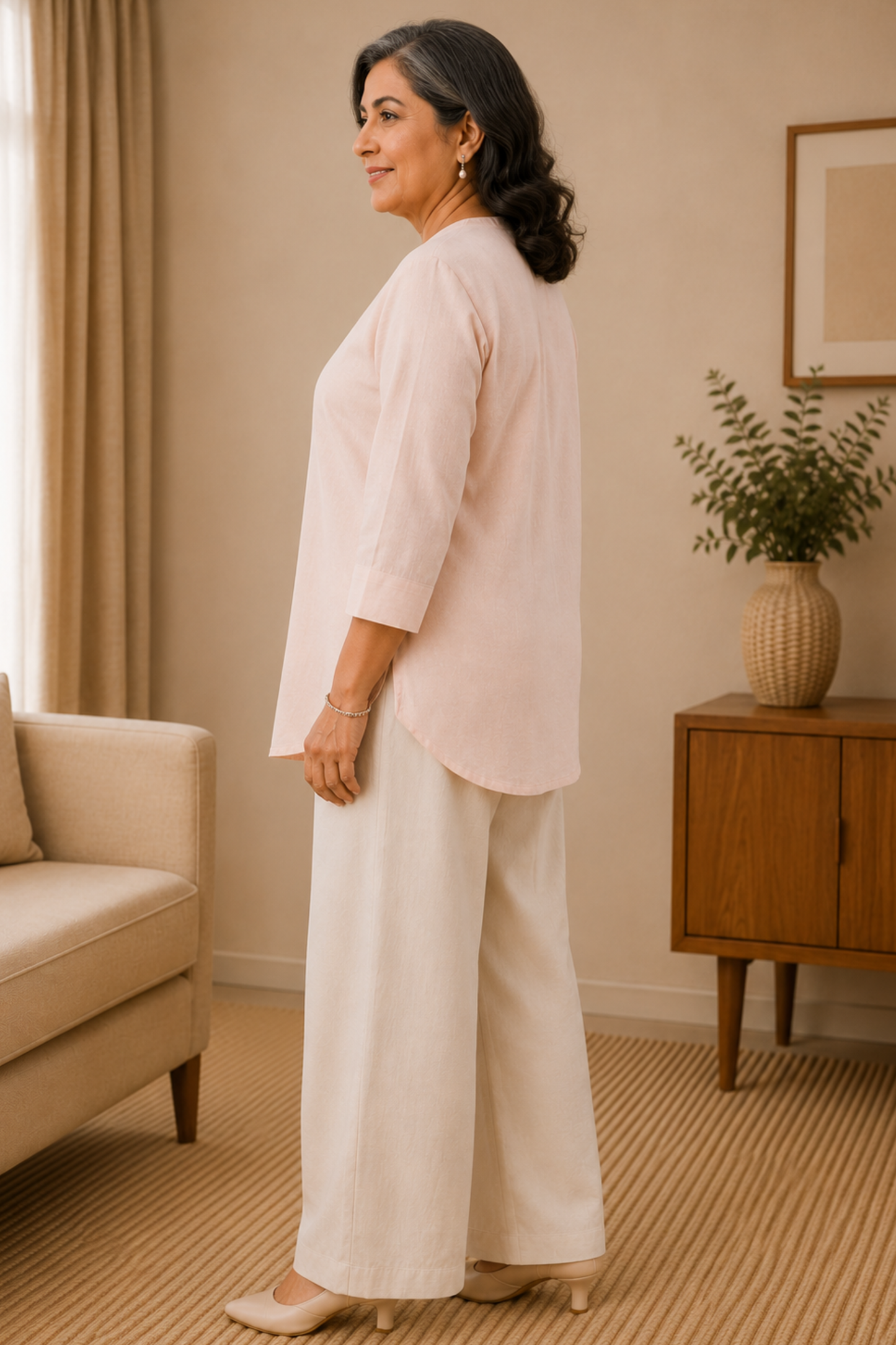 Blush Whisper Cotton Linen Kurta