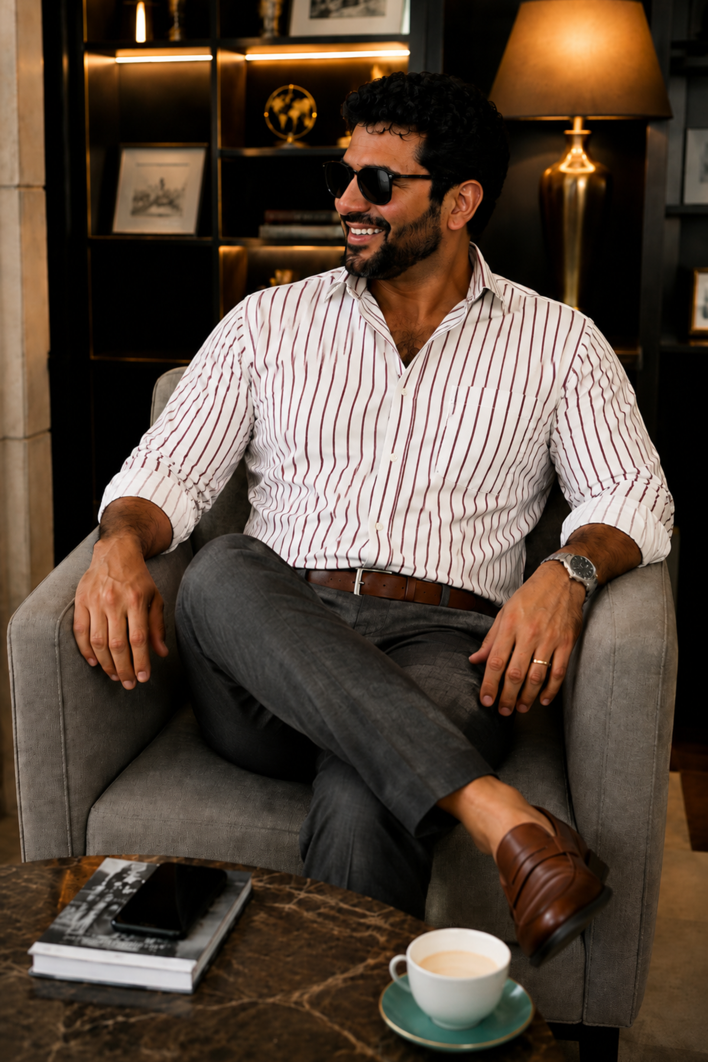 Blush Crest Striped Cotton Shirt