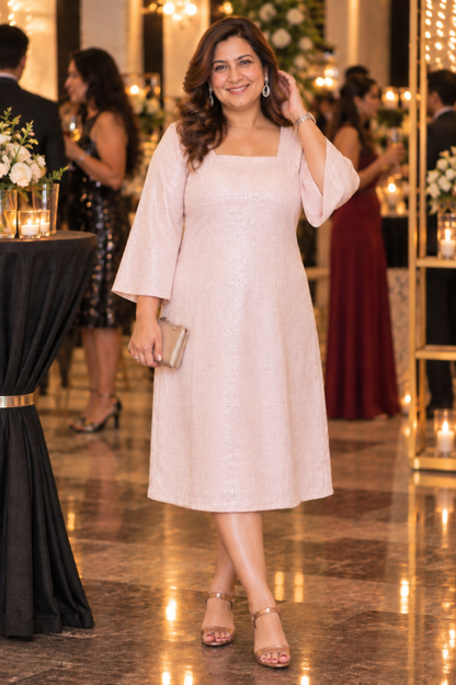 Blush Velvet Glimmer Calf Dress