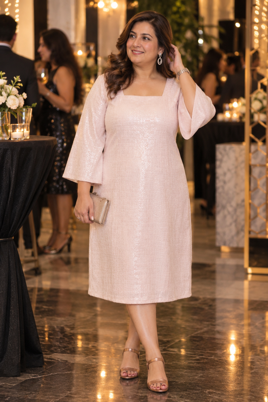 Blush Velvet Glimmer Calf Dress