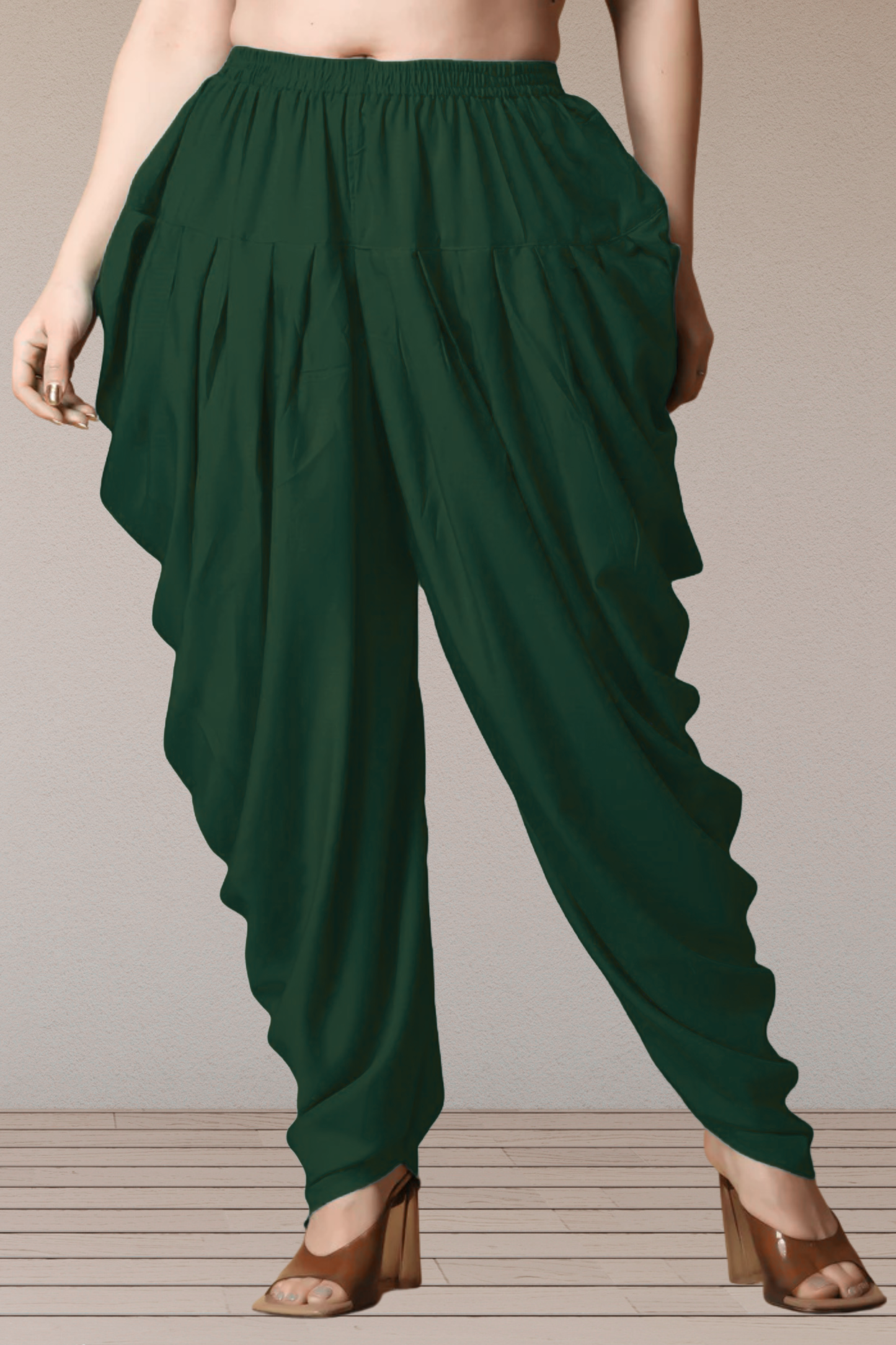 Bottle Green Belted Dhoti Salwar
