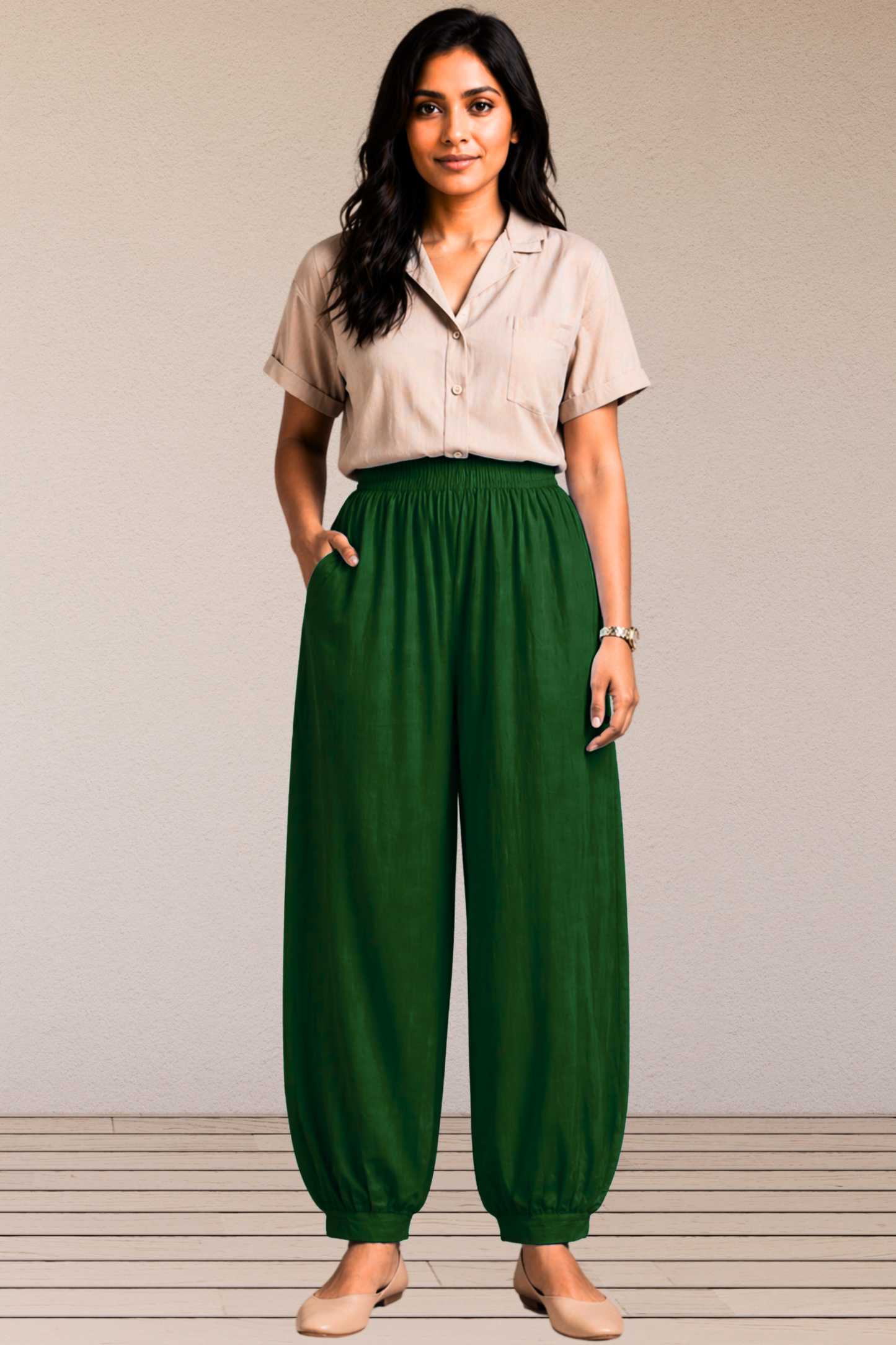 Bottle Green Cotton Afghani Pants