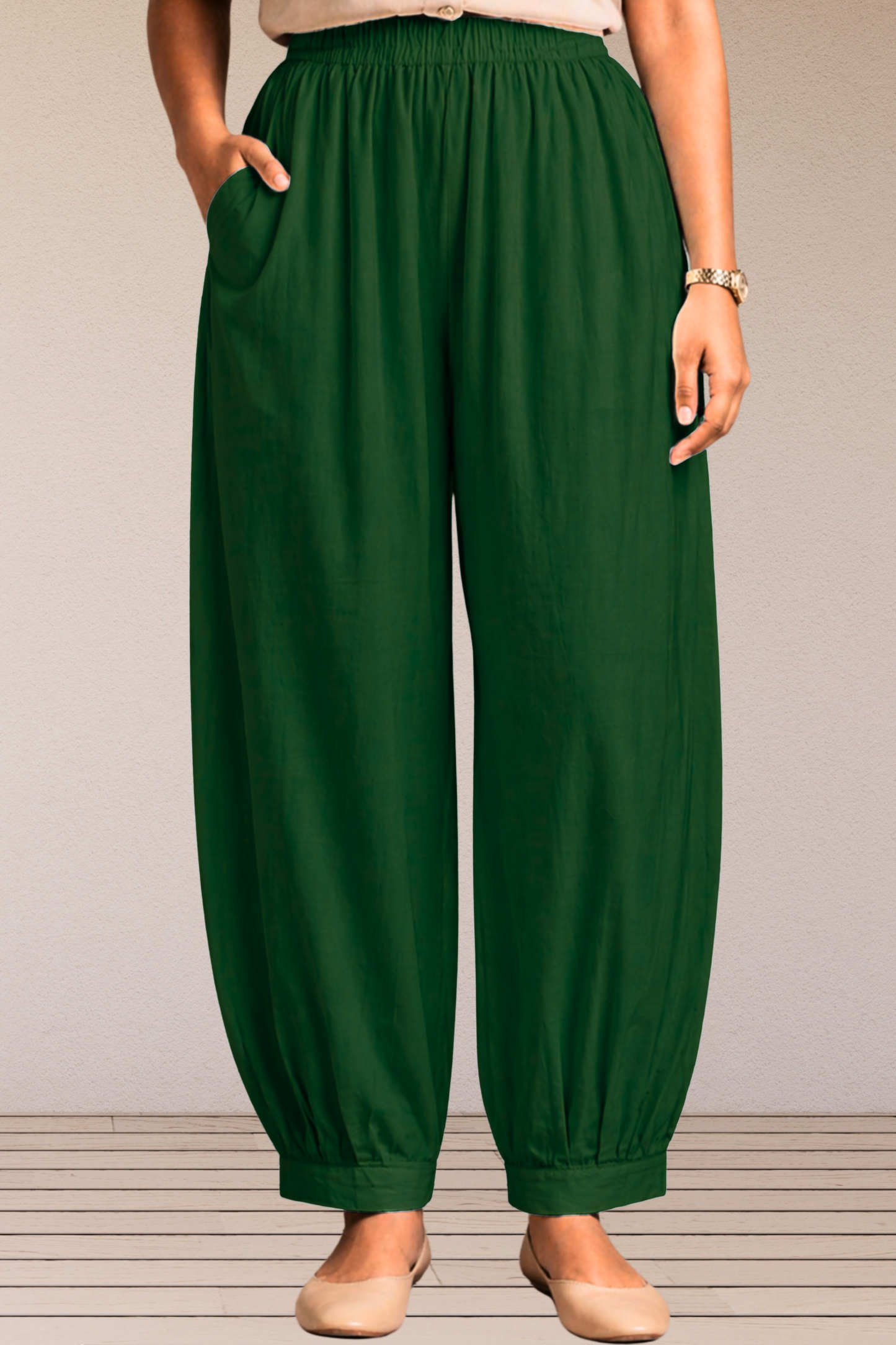 Bottle Green Cotton Afghani Pants