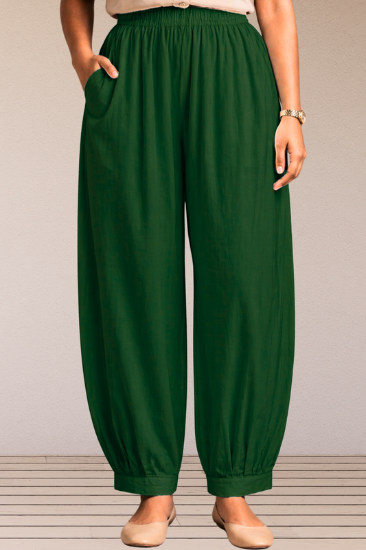 Bottle Green Cotton Afghani Pants