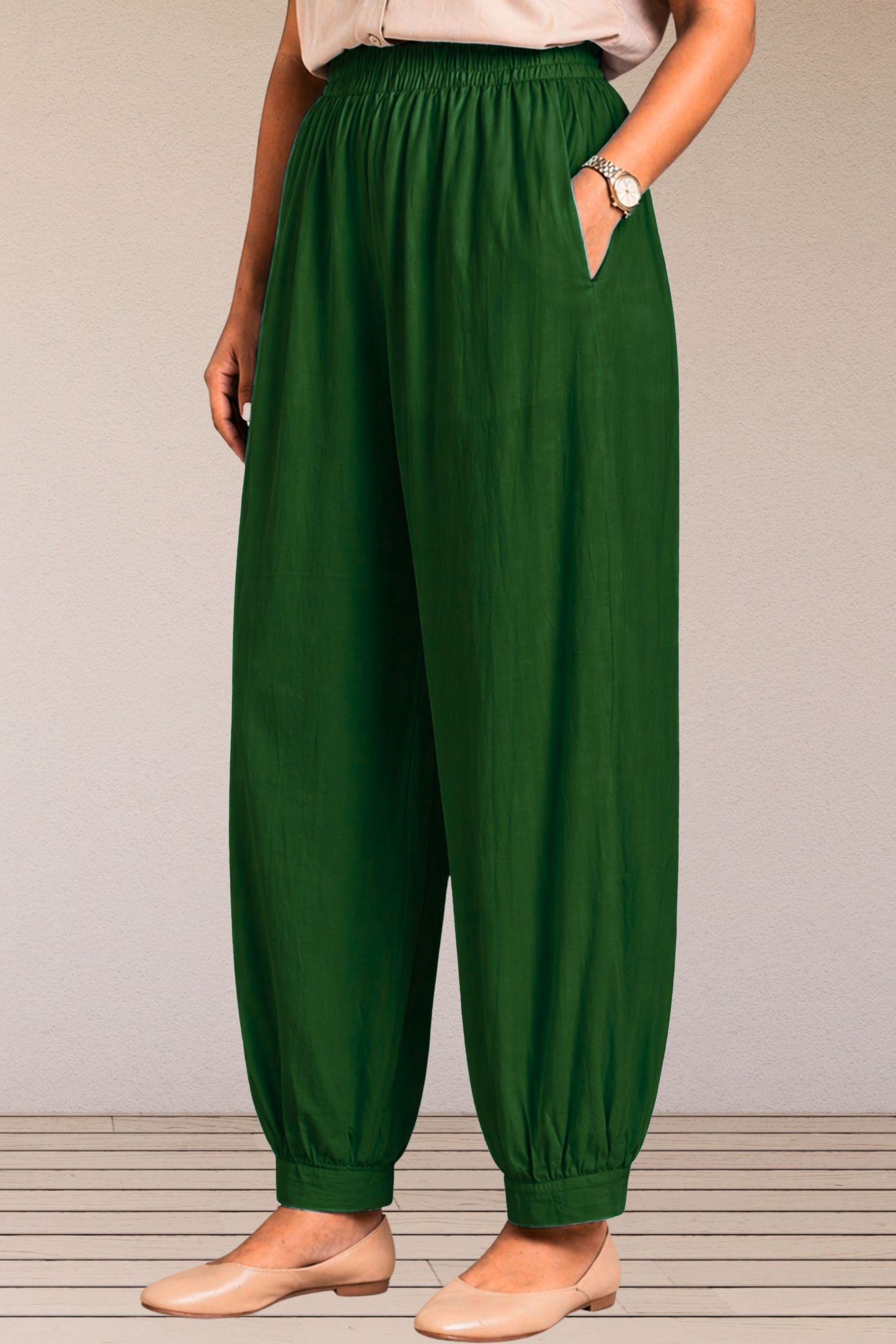 Bottle Green Cotton Afghani Pants