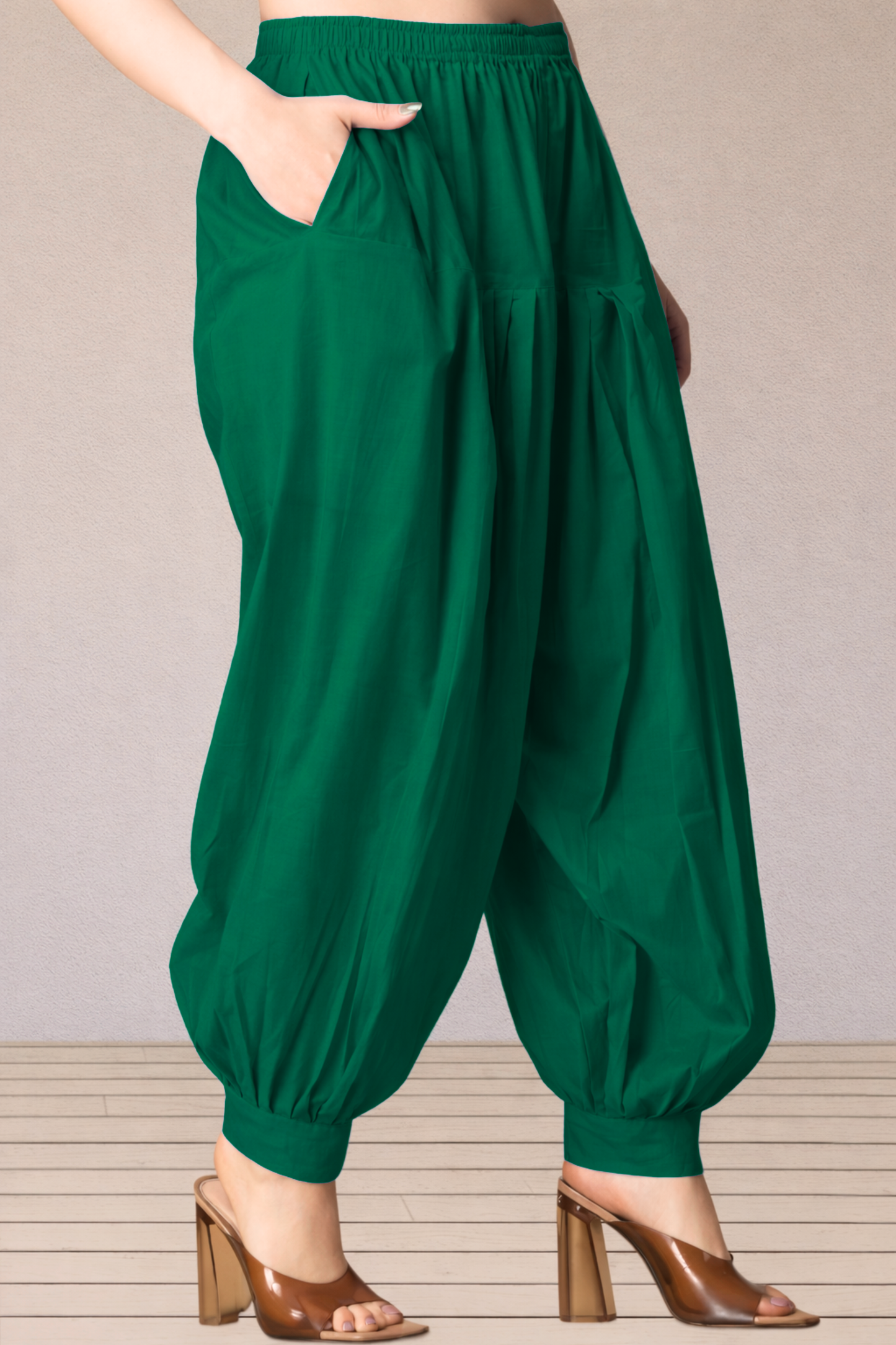 Bottle Green Cotton Afghani Salwar