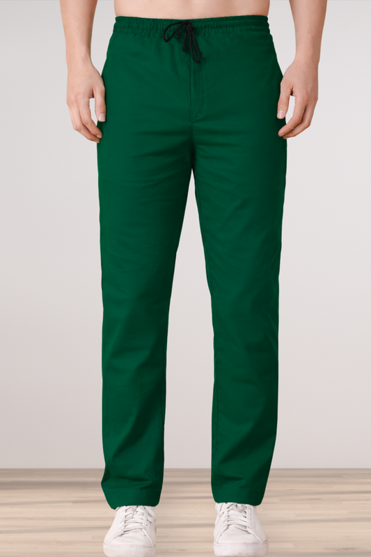 Bottle Green Cotton Track Pants