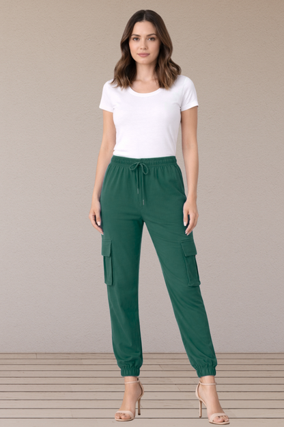 Bottle Green Cotton Cargo Pants