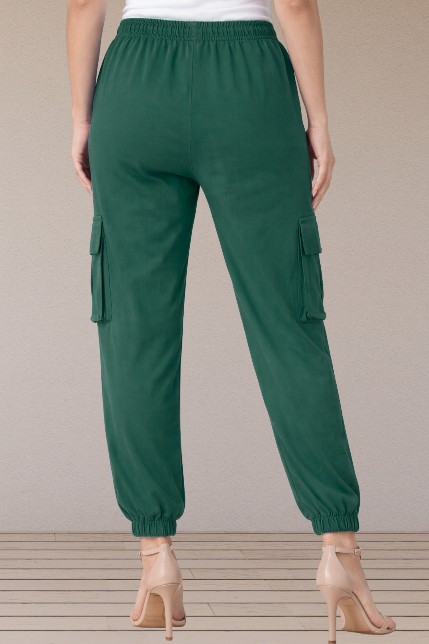 Bottle Green Cotton Cargo Pants
