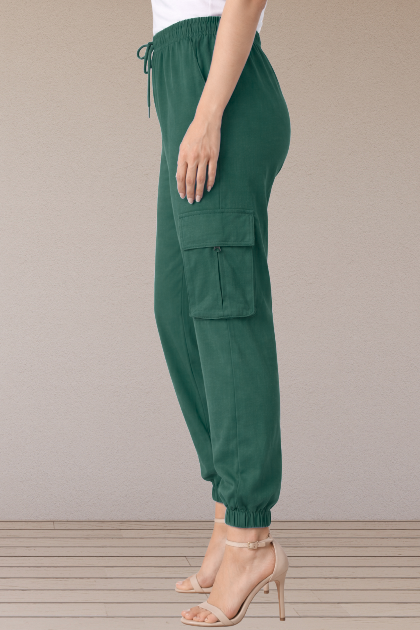 Bottle Green Cotton Cargo Pants