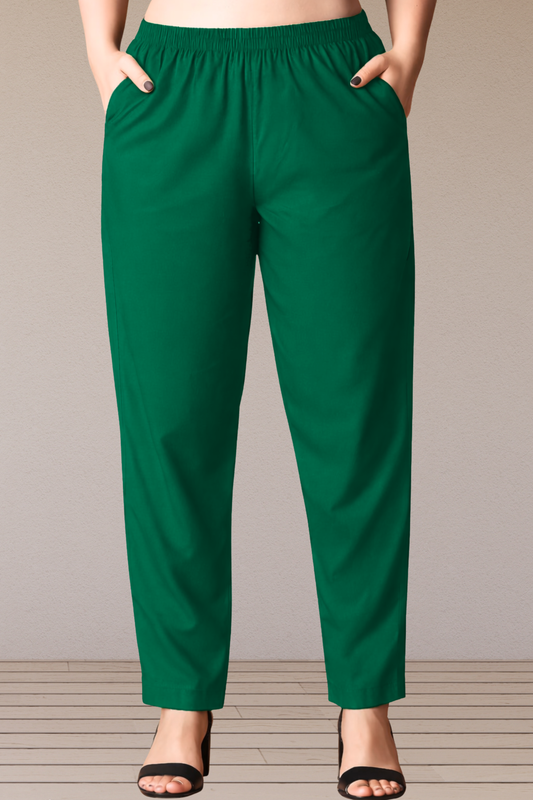 Bottle Green Cotton Kurti Pant