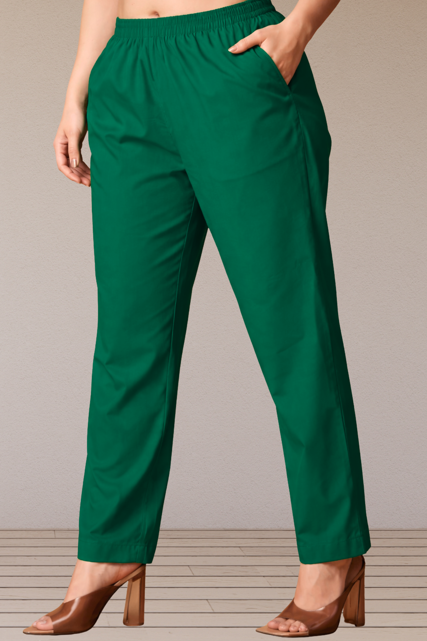 Bottle Green Poplin Cotton Pant