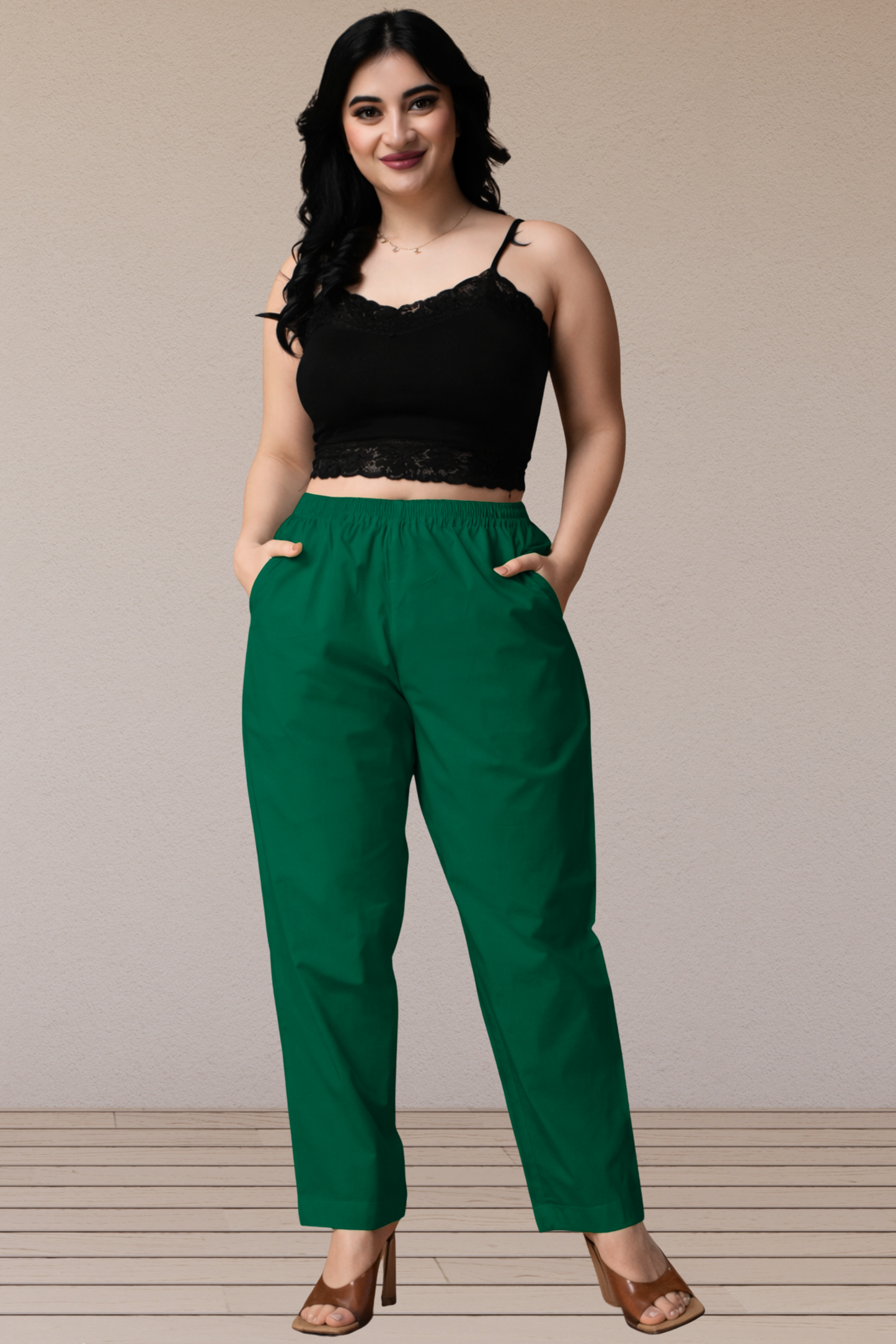 Bottle Green Poplin Cotton Pant