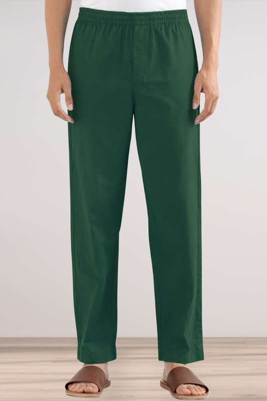 Bottle Green Cotton Pant Pajama