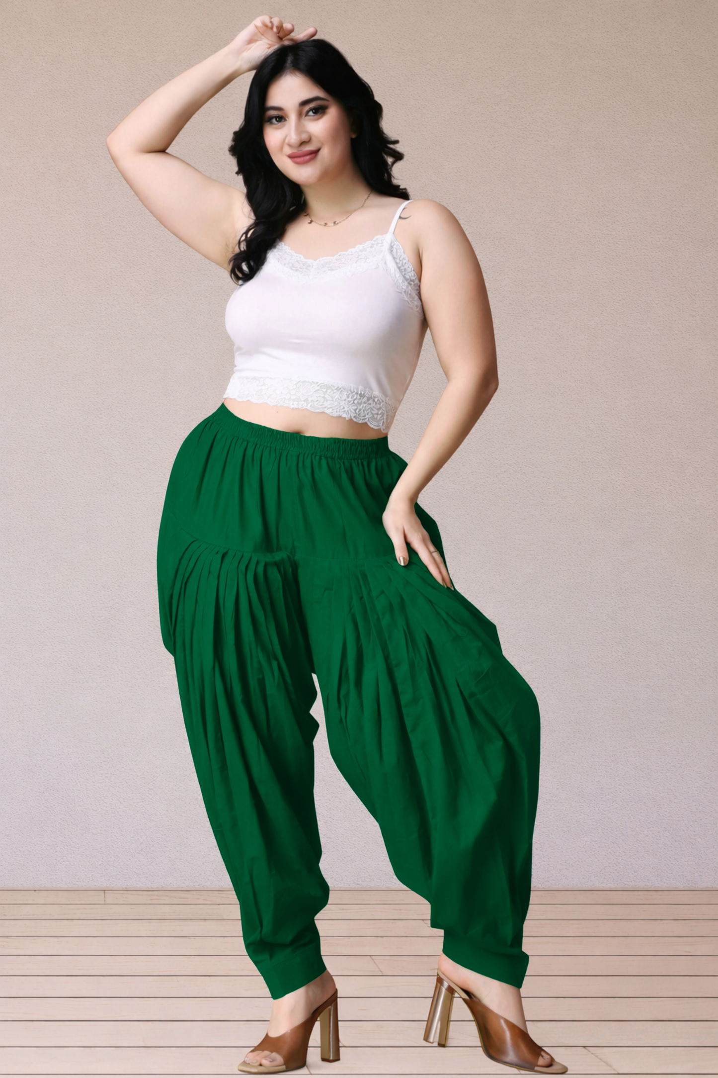 Bottle Green Cotton Patiala Salwar