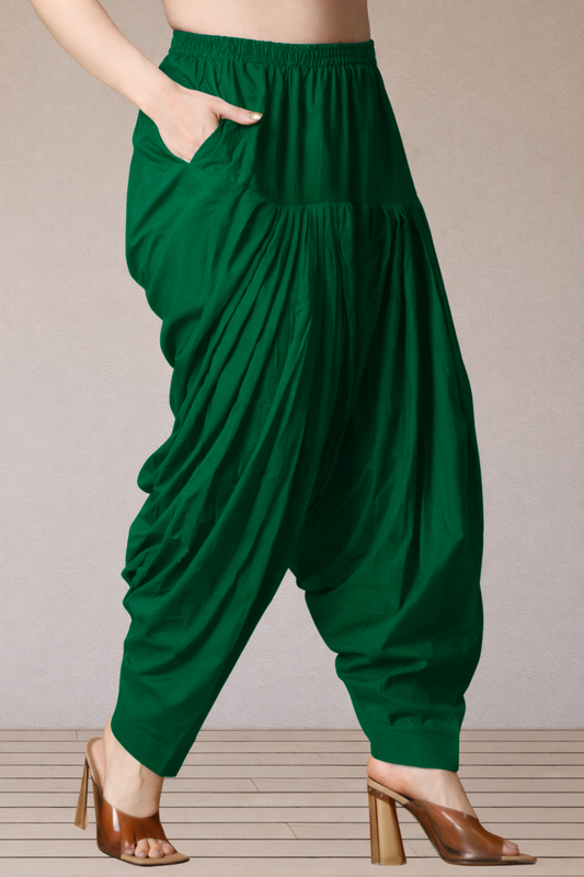 Bottle Green Cotton Patiala Salwar