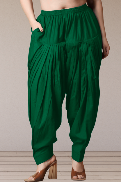 Bottle Green Cotton Patiala Salwar