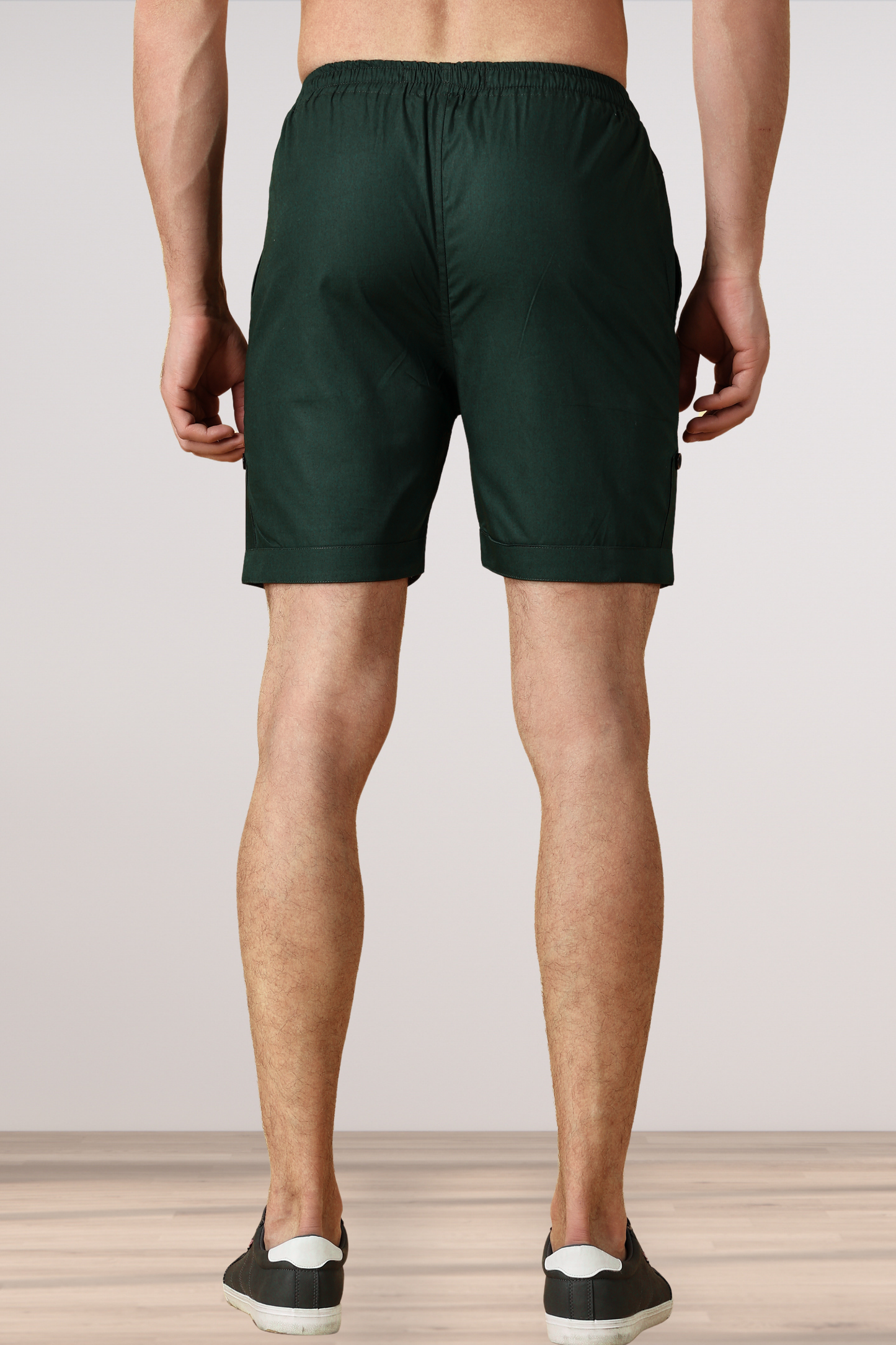 Bottle Green Cotton Shorts