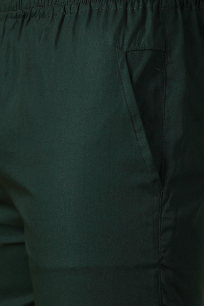 Bottle Green Cotton Shorts
