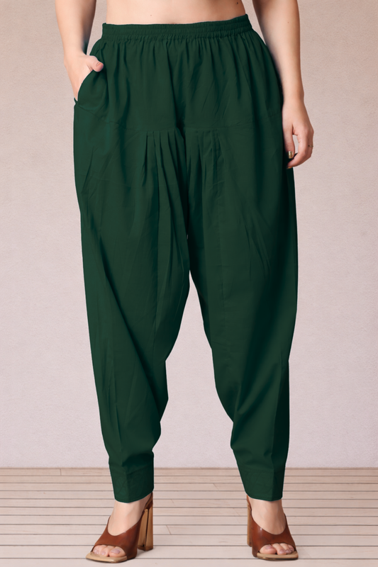 Bottle Green Cotton Straight Salwar