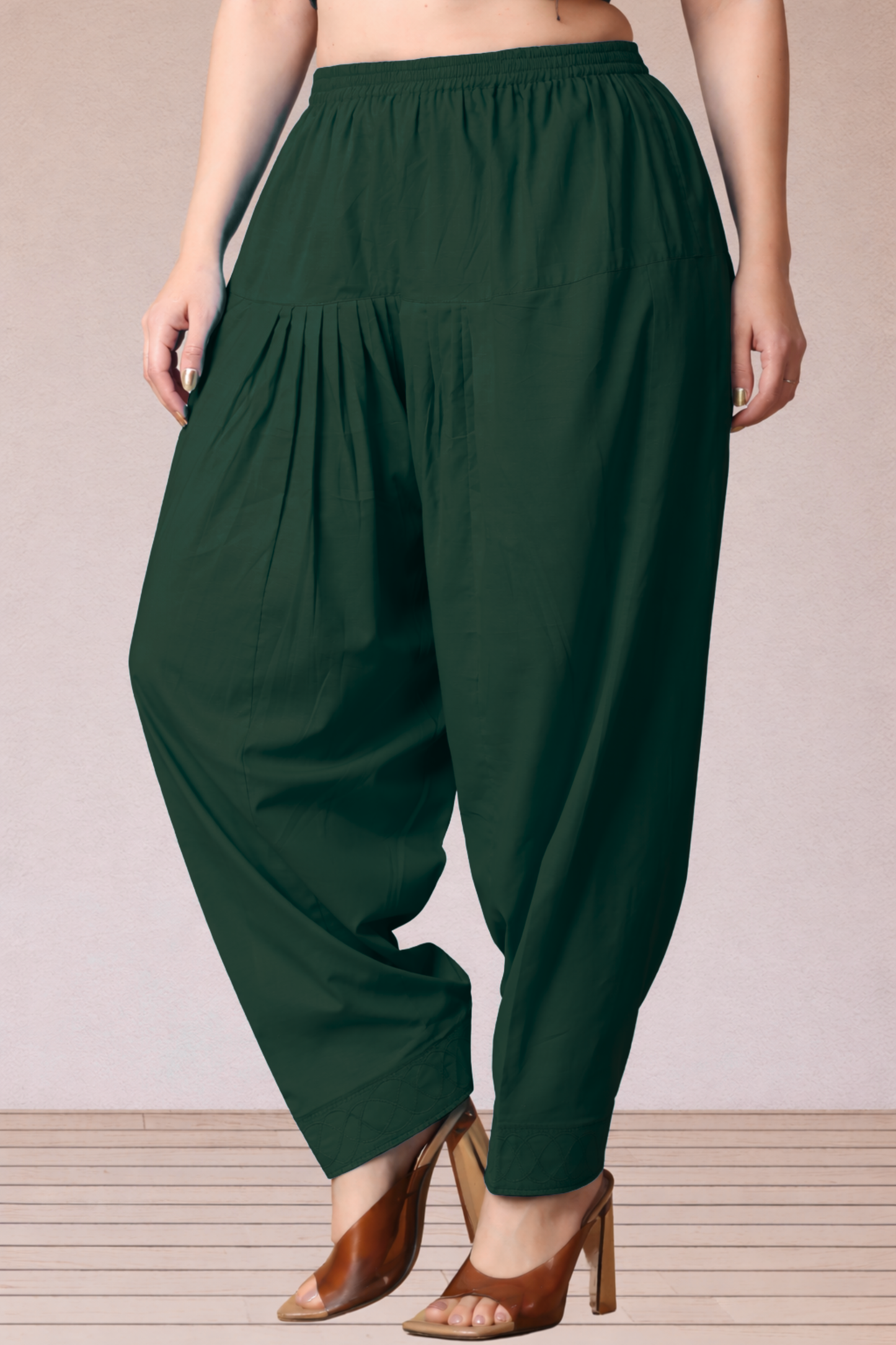 Bottle Green Cotton Straight Salwar
