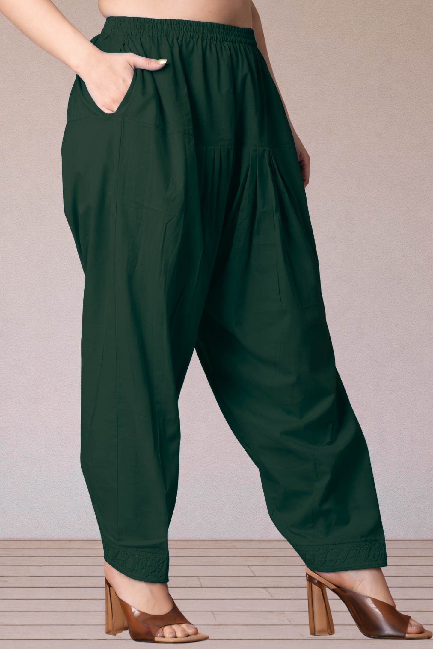 Bottle Green Cotton Straight Salwar