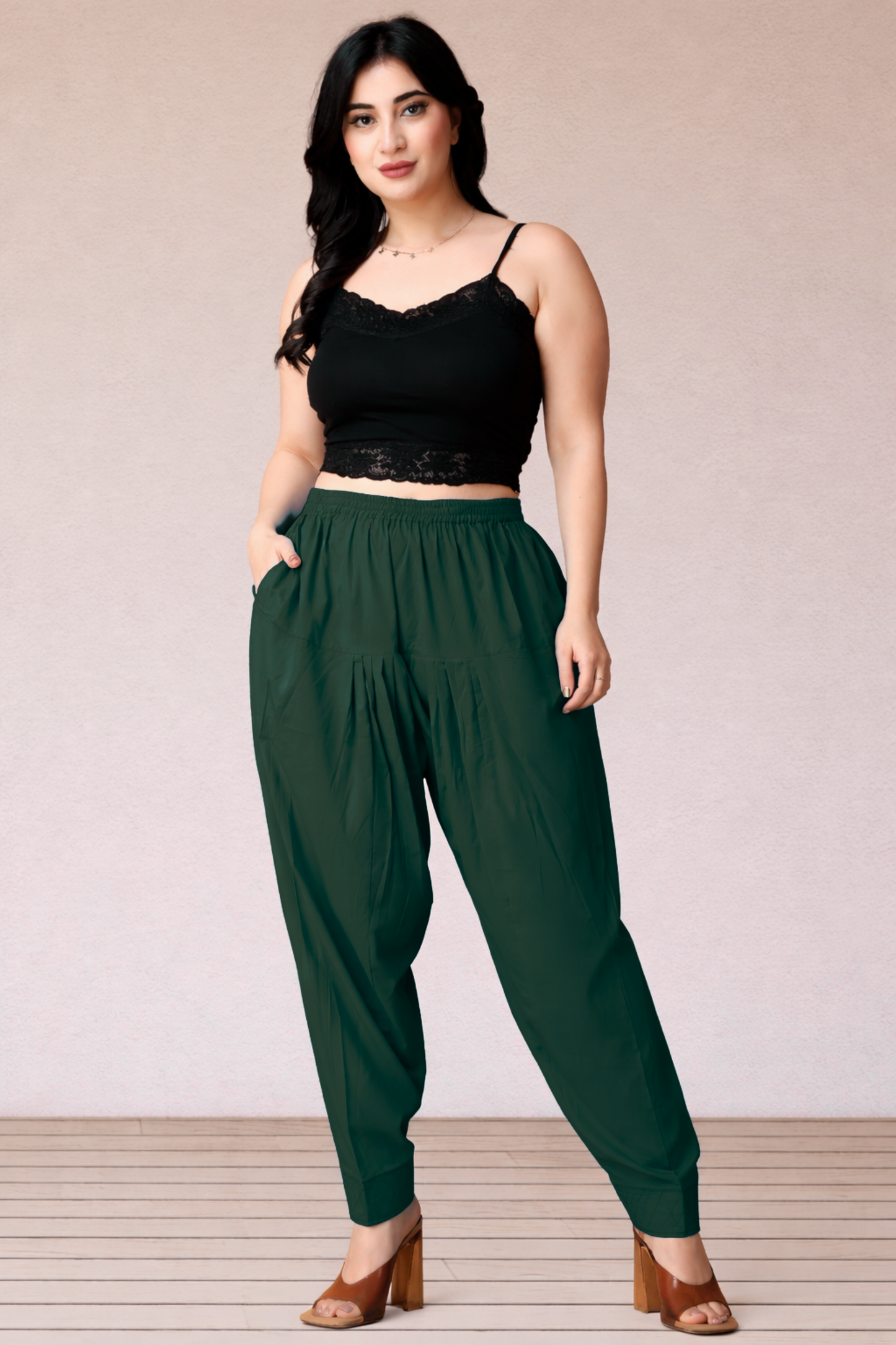Bottle Green Cotton Straight Salwar