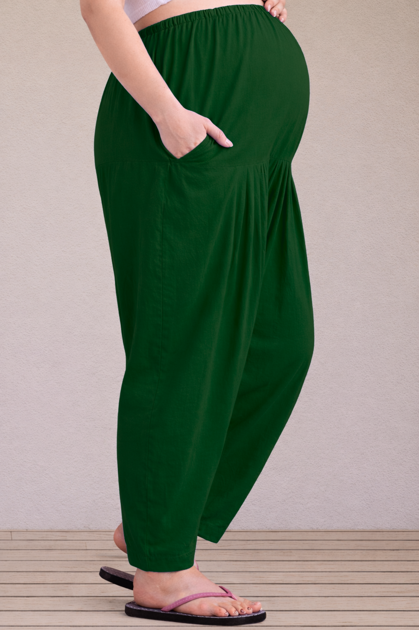 Bottle Green Easy Fit Cotton Maternity Salwar