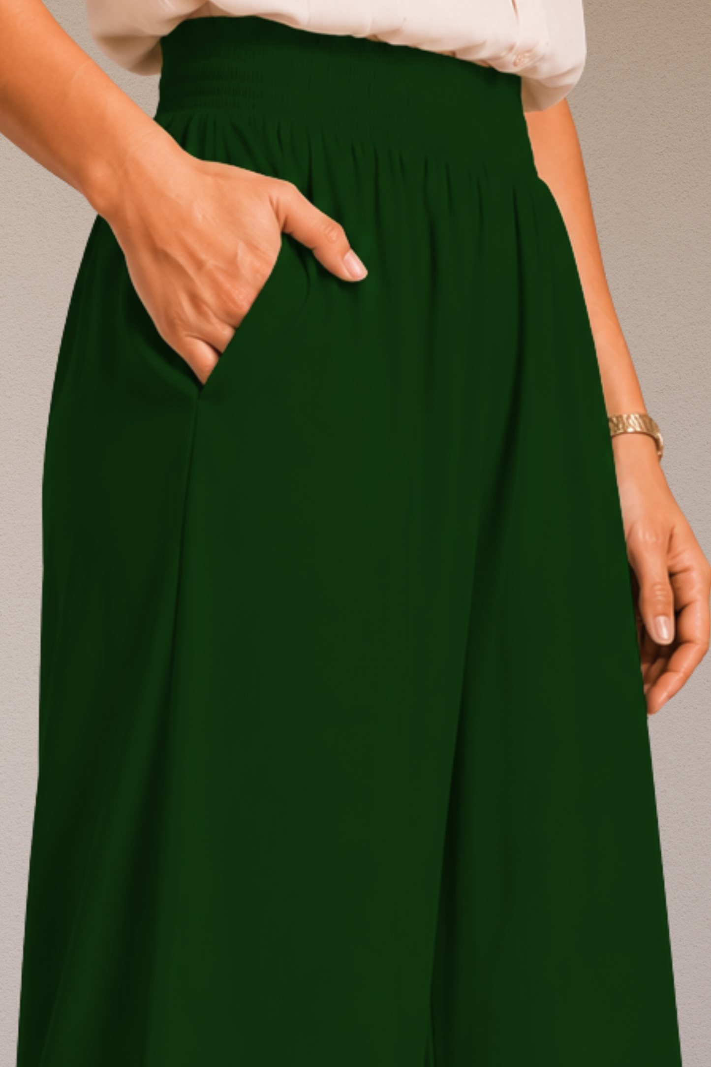 Bottle Green Flared Palazzo Pant