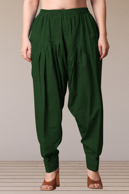 Bottle Green Classic Cotton Salwar With Pocket