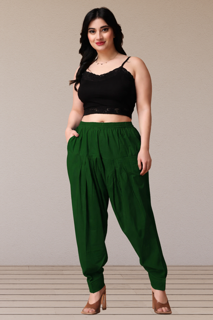 Bottle Green Classic Cotton Salwar With Pocket