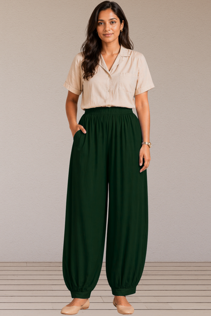 Bottle Green Rayon Afghani Pants