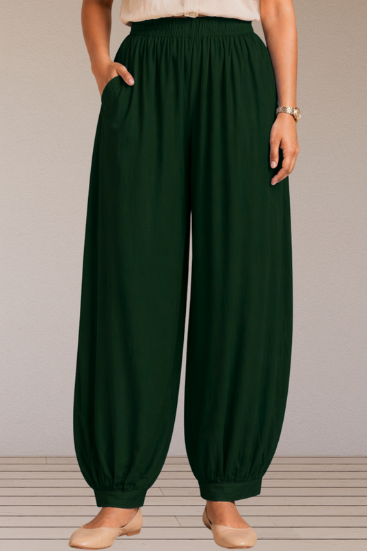 Bottle Green Rayon Afghani Pants