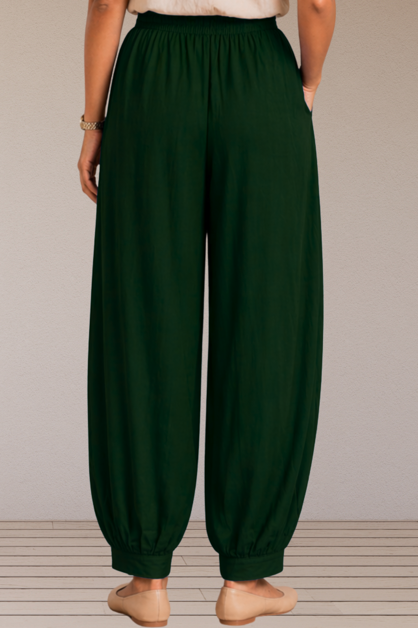 Bottle Green Rayon Afghani Pants