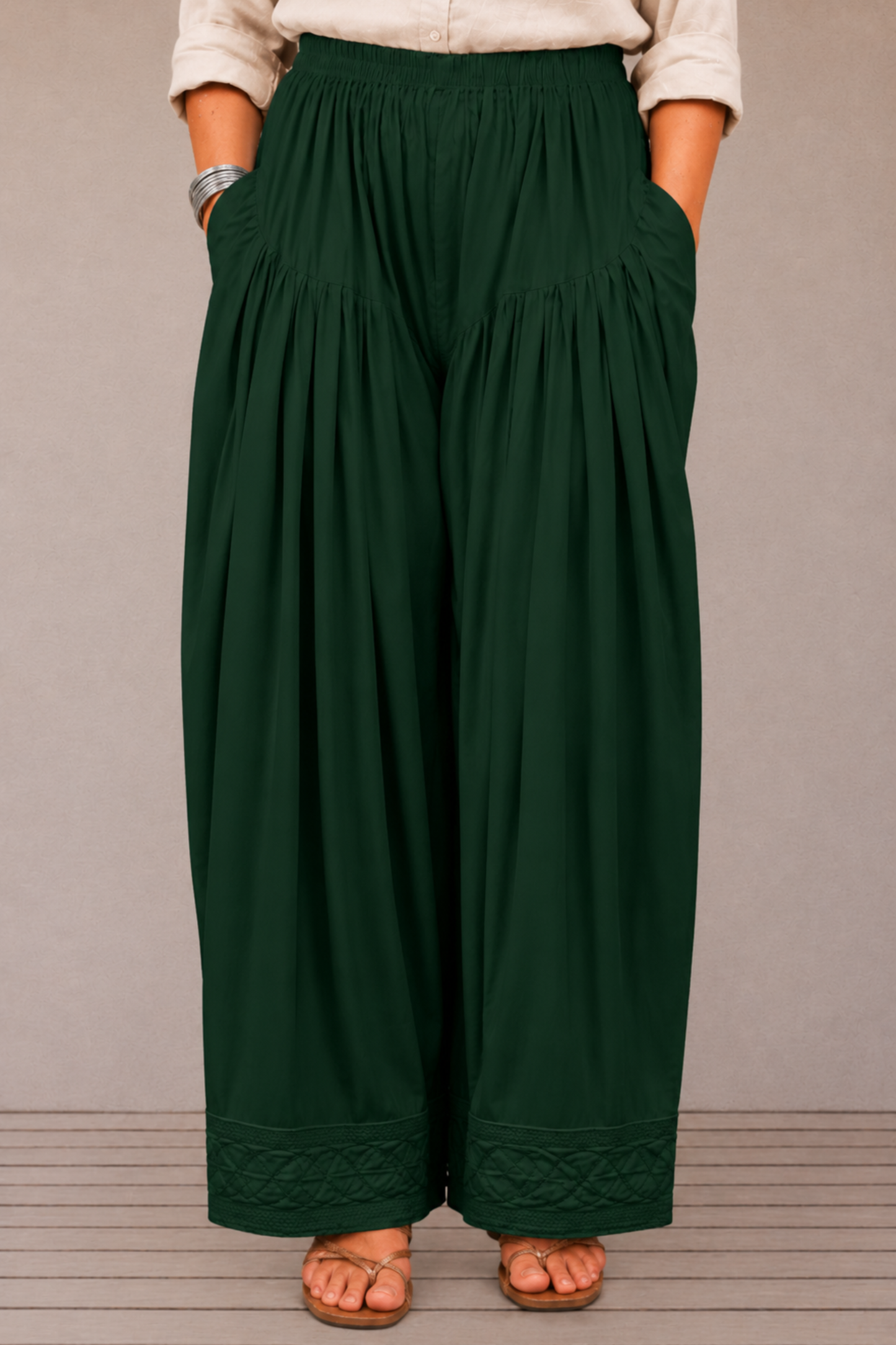 Bottle Green Rayon Farshi Salwar