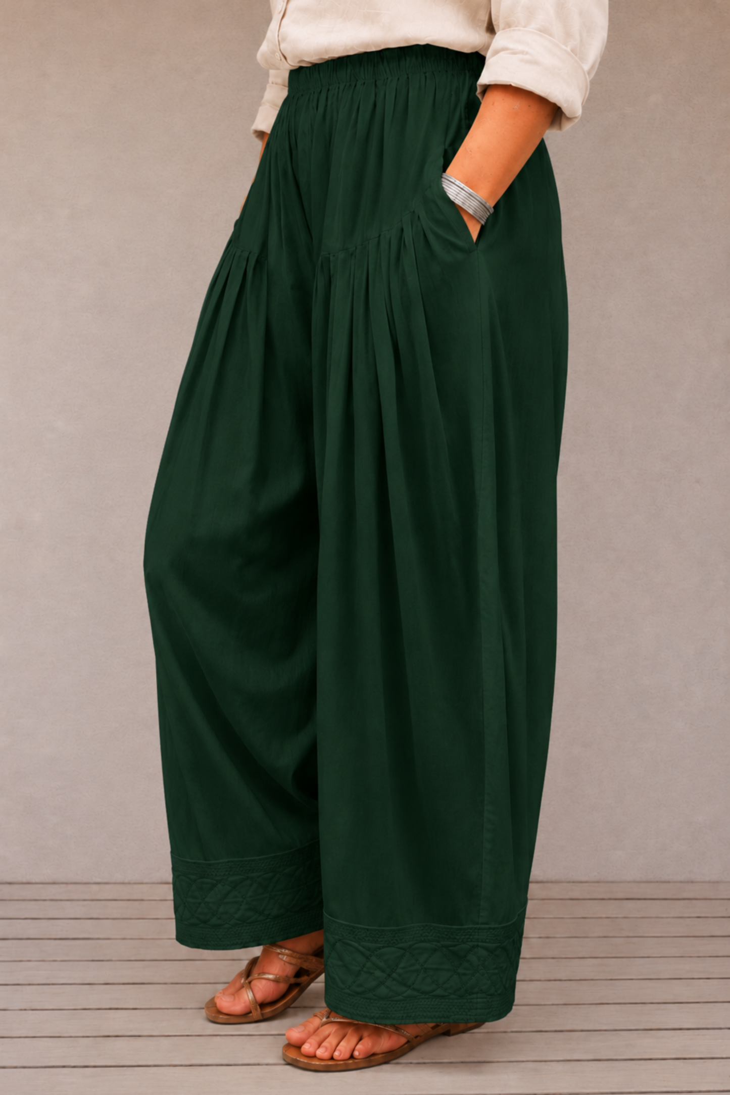 Bottle Green Rayon Farshi Salwar