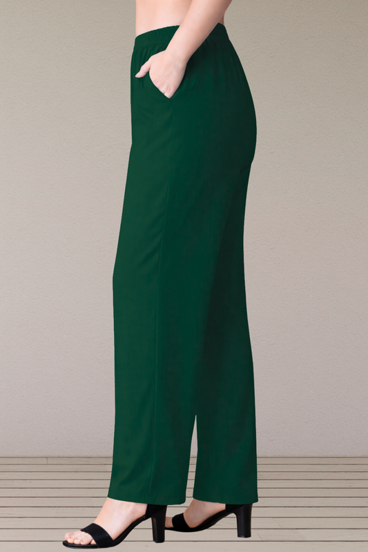 Bottle Green Rayon Kurti Pant