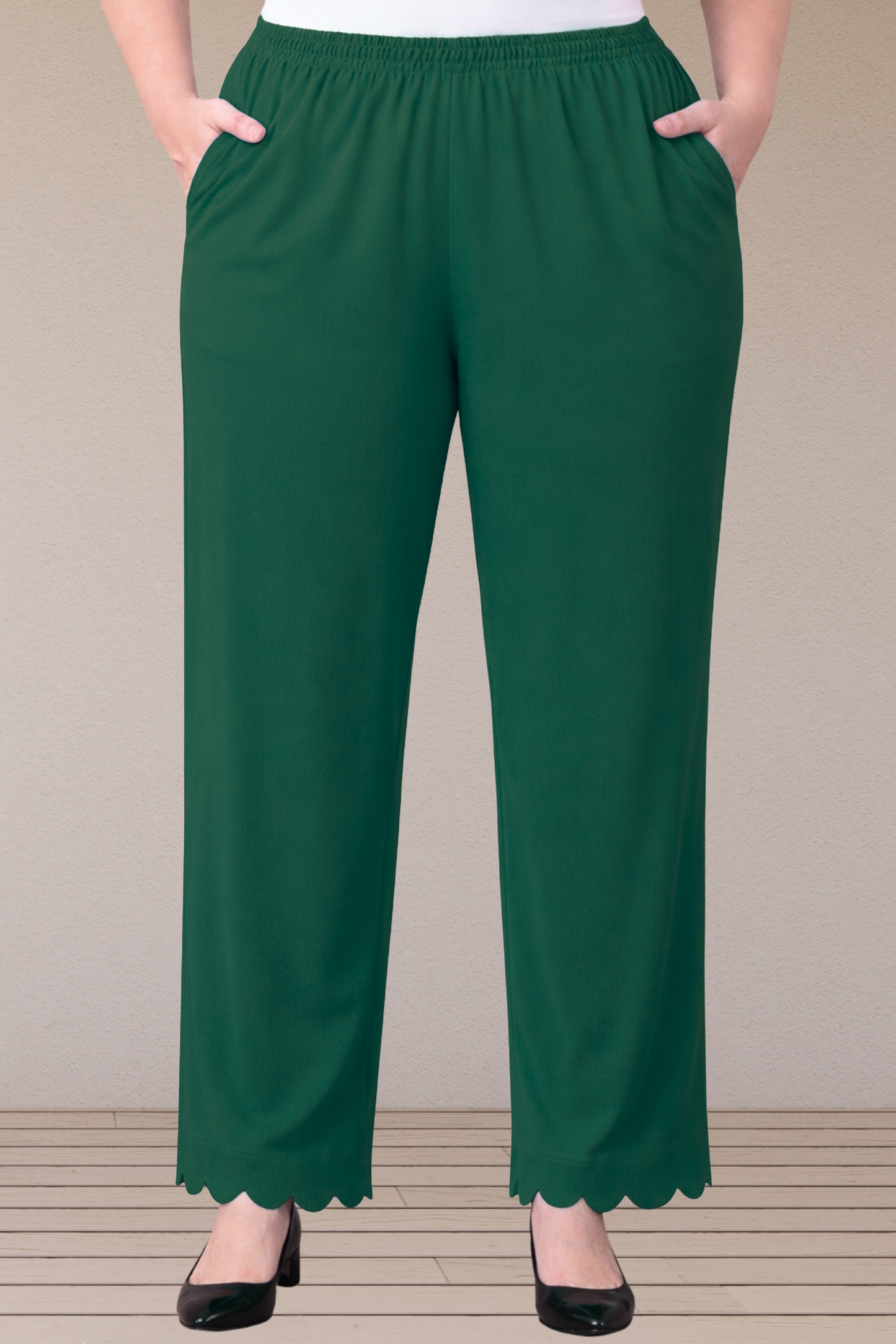 Bottle Green  Scallop Cut Rayon Kurti Pant