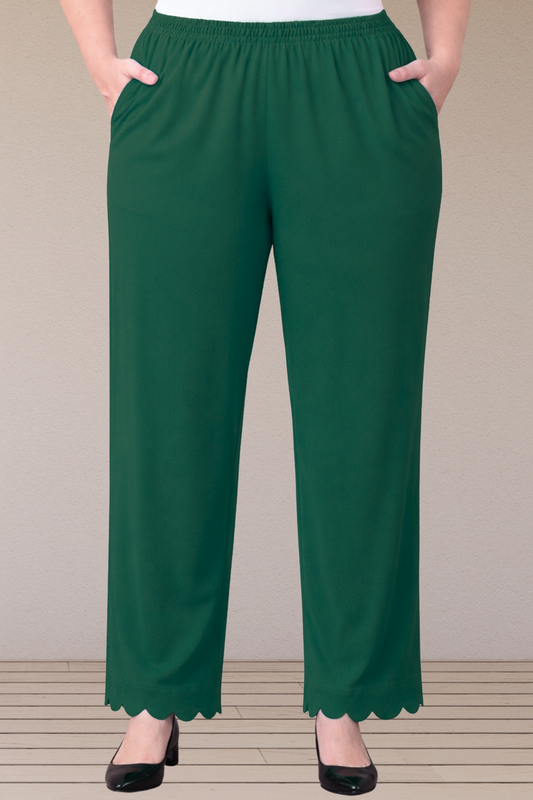 Bottle Green  Scallop Cut Rayon Kurti Pant