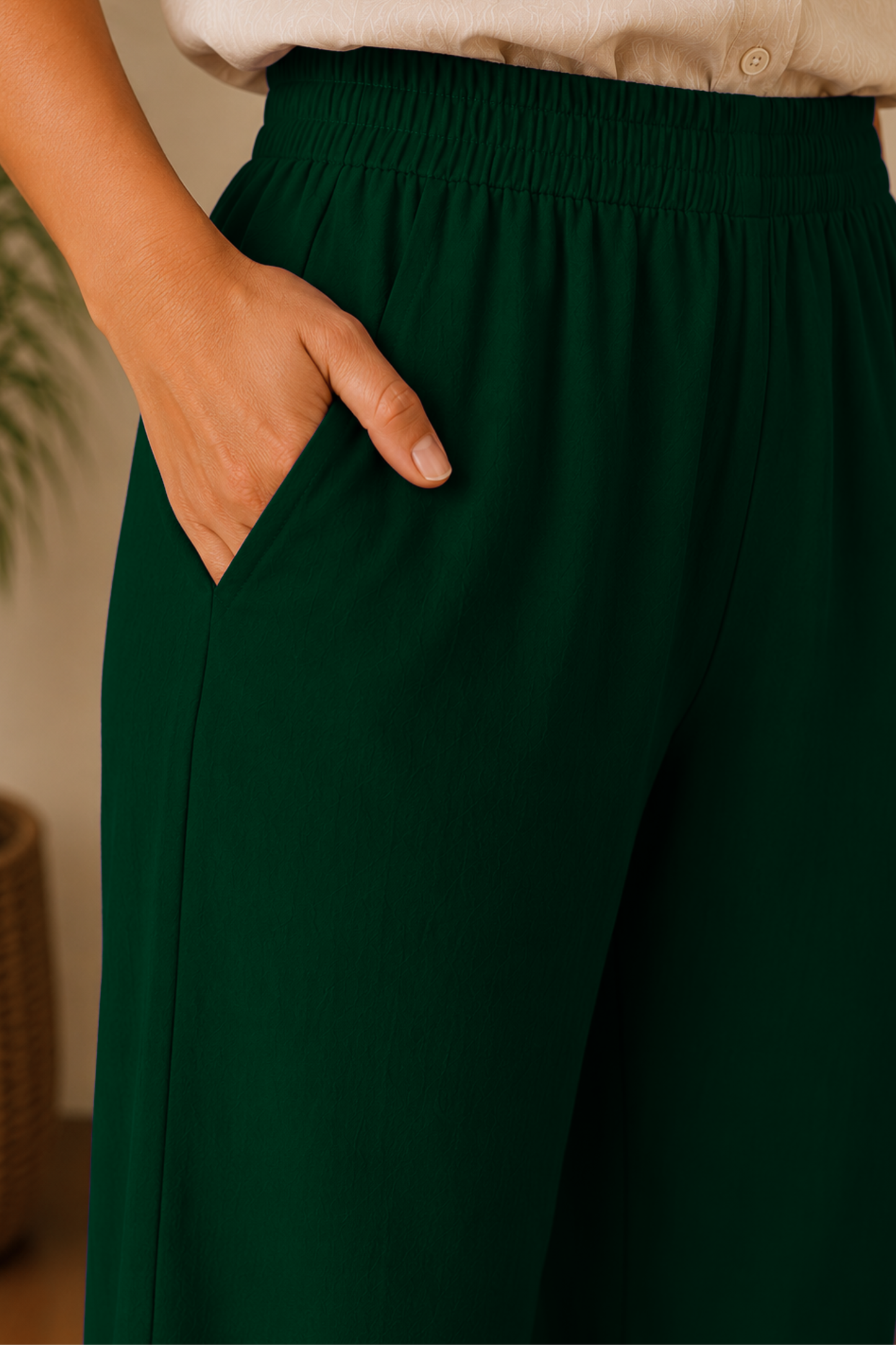 Bottle Green Rayon Kurti Pant