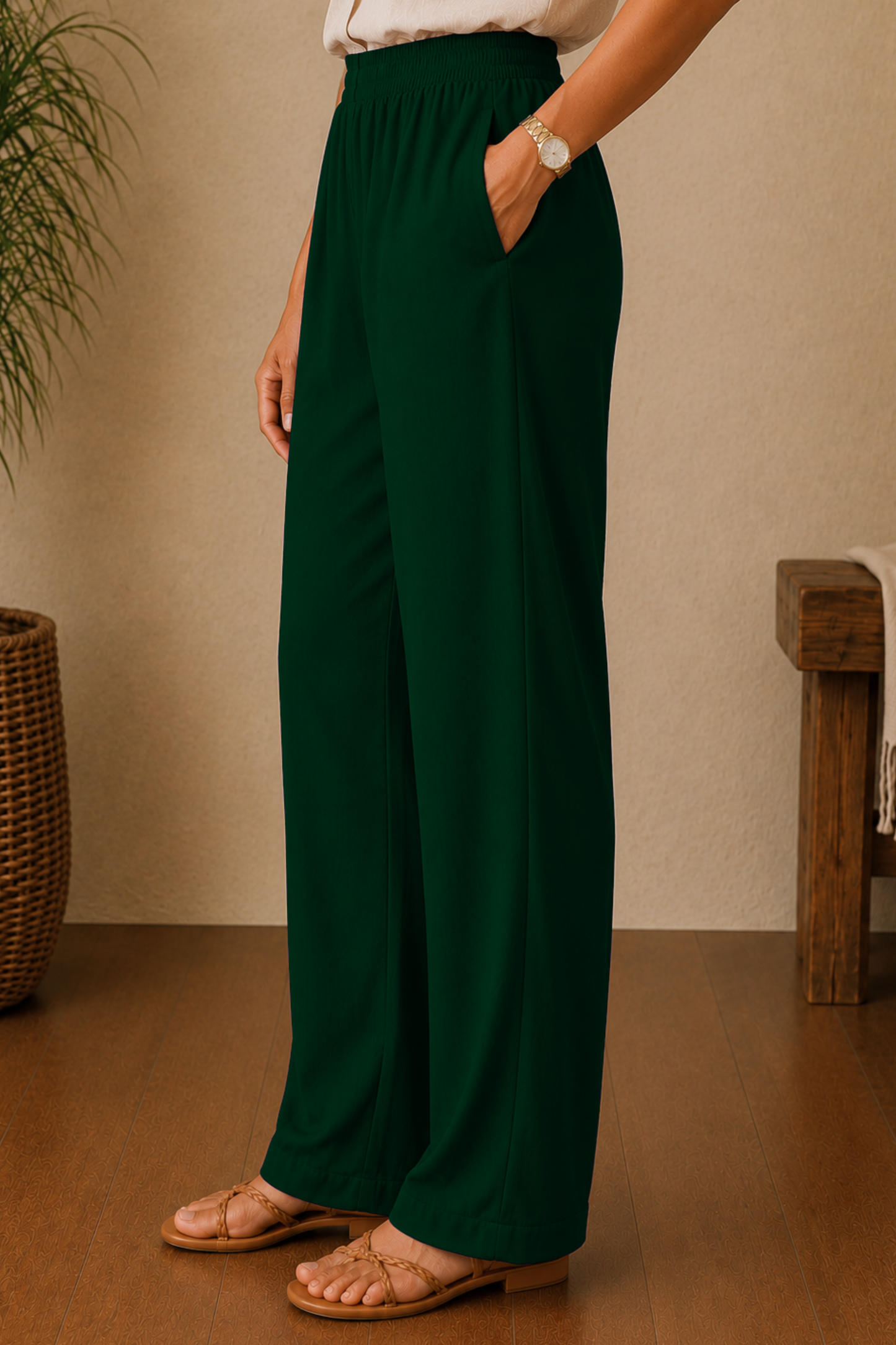 Bottle Green Rayon Kurti Pant
