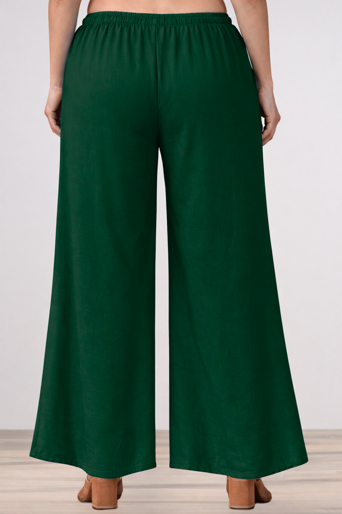 Bottle Green Rayon Loose Palazzo